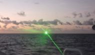 This handout photo taken on February 6, 2023 and released by the Philippine Coast Guard on February 13 shows a Chinese Coast Guard vessel shining a 