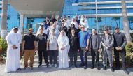 Health sector officials during a National Sport Day event at Hamad Bin Khalifa Medical City yesterday.