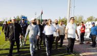 Minister of Awqaf and Islamic Affairs H E Ghanem bin Shaheen bin Ghanem Al Ghanem taking part in an activity organised by the Ministry at its playground in Abu Hamour.