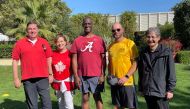British Ambassador H E Jon Wilks, US Ambassador H E Timmy T. Davis, and other envoys who took part in the diplomatic sport day yesterday.