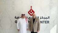 CEO of Qatar Press Center Faisal Al Mudhahka with the Dean and CEO of Northwestern University in Qatar Marwan Kraidy.