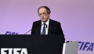 In this file photo taken on June 05, 2019 French Football Federation President Noel Le Graet addresses delegates at the 69th FIFA Congress at Paris Expo, Porte de Versailles in Paris. - Le Graet resigned on February 28, 2023, after months of accusations of sexual and psychological harassment. (Photo by FRANCK FIFE / AFP)