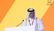Speaker of Shura Council H E Hassan bin Abdullah Al Ghanim addressing the opening session of the Parliamentary Forum on the LDCs, yesterday.