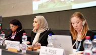 Chairperson of the National Human Rights Committee and President of the Global Alliance of National Human Rights Institutions, H E Maryam bint Abdullah Al Attiyah, during the meeting. 