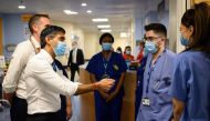 British Prime Minister Rishi Sunak (left) speaks with nursing staff during his visit to Croydon University Hospital in south London, UK, on October 28, 2022. (AFP Photo)
