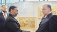 President of Tajikistan H E Emomali Rahmon meeting Minister of Environment and Climate Change H E Sheikh Dr. Faleh bin Nasser bin Ahmed bin Ali Al Thani (left). 