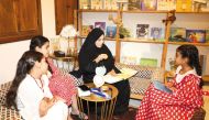 A storytelling session in one of the participating publishing houses at the 2nd Ramadan Book Fair at Darb Al Saai. PIC: Salim Matramkot /The Peninsula