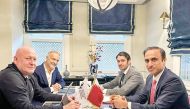 Assistant Undersecretary of the Minister of Labour Mohammed Hassan Al Obaidly and Director of the Labour Office of the Permanent Delegation in Geneva, Mahmoud Al Siddiqi during a meeting with an ITF delegation. 