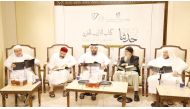 Director of General Endowments Department, Dr. Sheikh Khalid bin Mohammed bin Ghanem Al Thani (centre) with other scholars during a session of Haddathna programme.