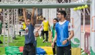 Children compete at the obstacle course.