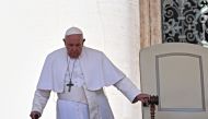 :Pope Francis arrives for his audience to participants in the pilgrimage of thanksgiving for the beatification of Armida Barelli, at St. Peter Square in the Vatican on April 22, 2023. (Photo by Andreas SOLARO / AFP)
