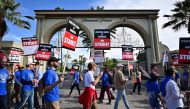 Writers walk the picket line on the second day of the television and movie writers' strike outside of Paramount Studios in Los Angeles, California on May 3, 2023. Photo by Frederic J. BROWN / AFP