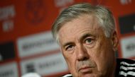 Real Madrid's Italian coach Carlo Ancelotti holds a press conference at la Cartuja stadium in Seville on May 5, 2023, on the eve of the Spanish Copa del Rey (King's Cup) final football match between Real Madrid CF and CA Osasuna. (Photo by JAVIER SORIANO / AFP)