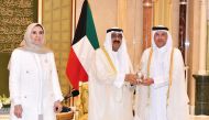 Crown Prince of the State of Kuwait H H Sheikh Mishaal Al Ahmad Al Jaber Al Sabah presenting the award to Attorney General H E Dr. Issa bin Saad Al Jafali Al Nuaimi.