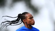 France's forward Marie Antoinette Katoto takes part a training session at the team's base camp in Ashby-de-la-Zouch in central England, on July 11, 2022, during the UEFA Women's Euro 2022 football tournament. (Photo by FRANCK FIFE / AFP) / Image used for representational purposes.