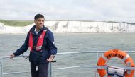 Britain's Prime Minister Rishi Sunak travels aboard Border Force cutter 'HMC Seeker' during a visit to the English Channel, off the coast of Dover, southern England on June 5, 2023. (Photo by Yui Mok / AFP)