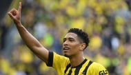 (Files) Dortmund's English midfielder Jude Bellingham celebrates after scoring the 2-0 goal during the German first division Bundesliga football match in Dortmund, western Germany on May 13, 2023. (Photo by Ina Fassbender / AFP)