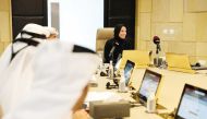 Minister of Education and Higher Education H E Buthaina bint Ali Al Jabr Al Nuaimi speaking after approving the exams results.