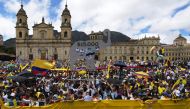 People take part in a demonstration against the Colombian President Gustavo Petro in Bogota on June 20, 2023. (Photo by Raul Arboleda / AFP)