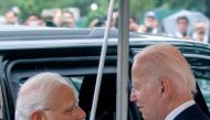 US President Joe Biden (R) greets India's Prime Minister Narendra Modi as he arrives at the South Portico of the White House in Washington, DC on June 21, 2023.
Photo by Stefani Reynolds / AFP