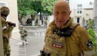 A company linked to the chief of Russian mercenary group Wagner, Yevgeny Prigozhin -- shows Yevgeny Prigozhin speaking inside the headquarters of the Russian southern military district in the city of Rostov-on-Don. 