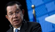 Cambodian Prime Minister Hun Sen speaks at a press conference during the EU-ASEAN (Association of Southeast Asian Nations) summit at the European Council headquarters in Brussels on December 14, 2022.  (Photo by John Thys / AFP)