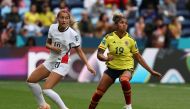 South Korea's forward #19 Casey Phair (L) and Colombia's midfielder #19 Jorelyn Carabali look for the ball during the Australia and New Zealand 2023 Women's World Cup Group H football match between Colombia and South Korea at Sydney Football Stadium in Sydney on July 25, 2023. (Photo by David Gray / AFP)