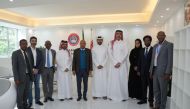 Director of the Media and Communication Department at the Ministry of Foreign Affairs Ibrahim bin Sultan Al Hashmi and other Qatari and Ethiopian officials during the opening of the media laboratory of the Addis Ababa University.