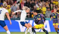 Colombia's forward #09 Mayra Ramirez controls the ball during the Australia and New Zealand 2023 Women's World Cup quarter-final football match between Colombia and England at Stadium Australia in Sydney on August 12, 2023. (Photo by Izhar Khan / AFP)