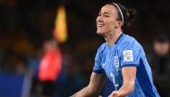 England's defender #02 Lucy Bronze reacts during the Australia and New Zealand 2023 Women's World Cup semi-final football match between Australia and England at Stadium Australia in Sydney on August 16, 2023. Photo by FRANCK FIFE / AFP