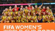 Sweden players celebrate with their bronze medals after winning the Australia and New Zealand 2023 Women's World Cup third place play-off football match between Sweden and Australia at Brisbane Stadium in Brisbane on August 19, 2023. Photos by Patrick Hamilton / AFP