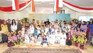 Indonesia Ambassador to Qatar H E Ridwan Hassan along with other officials of the Indonesian Embassy and attendees during the event.