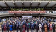Kenyan President William Ruto (1st row C) and leaders and delegates pose for a family photo during the Africa Climate Summit 2023 at the Kenyatta International Convention Centre (KICC) in Nairobi on September 4, 2023. (Photo by Luis Tato / AFP)
 