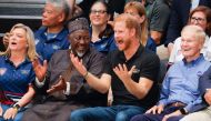 Britain's Prince Harry, Duke of Sussex reacts as he attends the Wheelchair Rugby Canada vs New Zealand match of the 2023 Invictus Games in Duesseldorf, western Germany on September 10, 2023. (Photo by Odd Andersen / AFP)