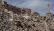 A general view shows the rubble of destroyed houses in the village of Imi N'Tala, near Amizmiz, on September 12, 2023. (Photo by Bulent Kilic / AFP)