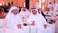 Minister of Environment and Climate Change H E Sheikh Dr. Faleh bin Nasser bin Ahmed bin Ali Al Thani and Founder and Chairman of Al Attiyah Foundation and former Minister of Energy H E Abdullah bin Hamad Al Attiyah during a workshop on climate change.