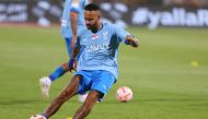 Hilal's Brazilian forward #10 Neymar warms up ahead of the Saudi Pro League football match between Al-Hilal and Al-Riyadh at Prince Faisal Bin Fahd Stadium in Riyadh on September 15, 2023. (Photo by Fayez Nureldine / AFP)
