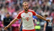 Bayern Munich's English forward #09 Harry Kane celebrates after scoring the 2-0 goal during the German first division Bundesliga football match between 1. FC Bayern Munich and VfL Bochum in Munich, southern Germany, on September 23, 2023.