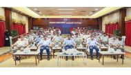 Chief of Staff of Qatar Armed Forces H E Staff Lt. General (Pilot) Salem bin Hamad bin Aqeel Al Nabit (centre) and other officers at the seminar. 