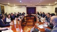 Minister of State for Foreign Affairs H E Sultan bin Saad Al Muraikhi chairing Qatar's side at talks.