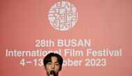Actor Joo Jong-hyuk speaks during a press conference following the screening of ‘Because I Hate Korea’, the opening film for the 28th Busan International Film Festival (BIFF), at the Busan Cinema Center in Busan on October 4, 2023. Photo by Anthony WALLACE / AFP