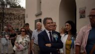 Leader of the Opposition of Gibraltar and leader of the Gibraltar Social Democrats Keith Azopardi waits to vote during the general elections in Gibraltar, on October 12, 2023. (Photo by Jorge Guerrero / AFP)