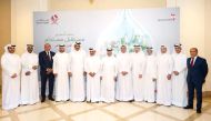 Minister of Finance H E Ali bin Ahmed Al Kuwari, QCB Governor H E Sheikh Bandar bin Mohammed Al Thani along with other Qatari Bank officials during the reception in Marrakech, Morocco.