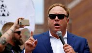 File photo: Alex Jones from Infowars.com speaks during a rally in support of Republican presidential candidate Donald Trump near the Republican National Convention in Cleveland, Ohio. July 18, 2016. Reuters/Lucas Jackson

