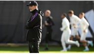 Bayern Munich's German head coach Thomas Tuchel attends the warm up of a training session at the team's training ground in Munich, southern Germany, on October 23, 2023, on the eve of the UEFA Champions League Group A football match between Galatasaray Istanbul and Bayern Munich. (Photo by Christof STACHE / AFP)
