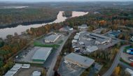 An aerial view, the Maine Recycling Center building (top right) is seen near where Robert Card was found dead on October 27, 2023 in Lewiston, Maine. Joe Raedle/Getty Images/AFP 