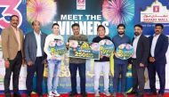 Officials with winners of the second draw of Safari Hypermarket’s Mega Promotion “Shop and Shine - Win 6kg Gold.