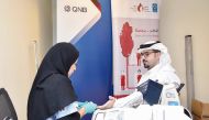 A staff donating blood during the campaign.