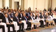 MoCI Undersecretary, H E Sultan bin Rashid Al Khater and Secretary-General of the Gulf Cooperation Council, Jasem Mohamed Albudaiwi, along with other officials at the GCC- Türkiye Economic Forum.