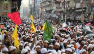 File: Islami Andolan Bangladesh party activists march towards the election commission in Dhaka on November 15, 2023, to protest the announcement of the general election date by the commission in Dhaka. (Photo by Munir uz Zaman / AFP)
